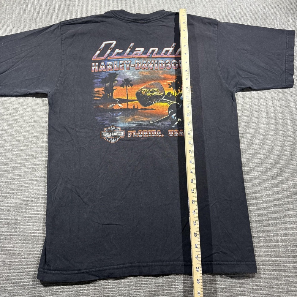 Vintage Harley-Davidson Shirt Mens Large Black Pirate Skull Orlando 2000s - Picture 5 of 9